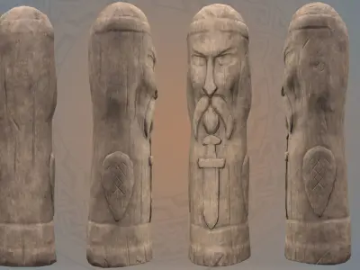 Old Celtic Idol Low-poly 3D model