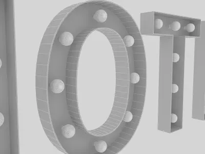 Hotel Sign With Bulb 3D model