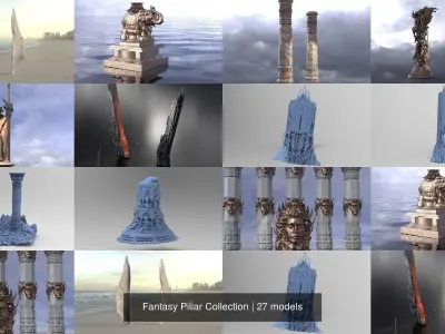 Fantasy Pillar Collection 3D Model Pack