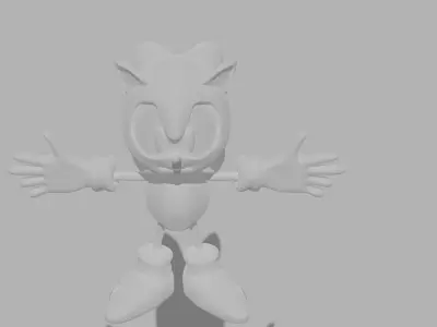 Sonic hedgehog on grassy field Low-poly 3D model