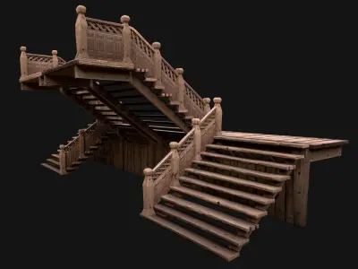 Medieval Staircase Stairwell Low-poly 3D model