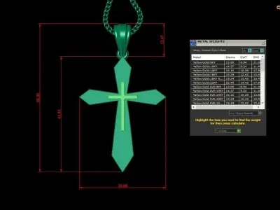 Light Gold 18K Cross Pendant 2CP029 3D print model
