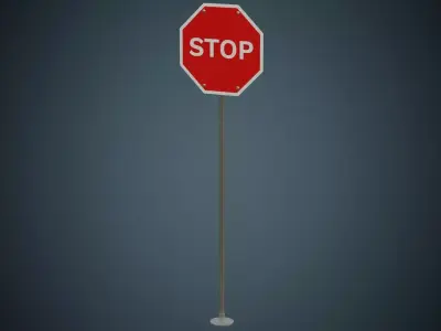 Stop Sign 1A Low-poly 3D model
