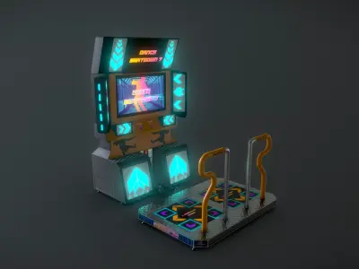 Low-Poly Dance Arcade Machine Techno Retro Low-poly 3D model