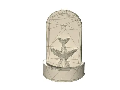 Wall Fountain concrete water ancient textures Low-poly 3D model