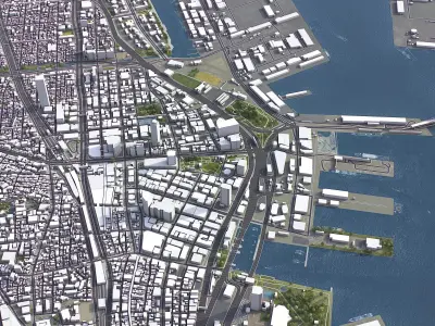 Kobe - 3D City Model Low-poly 3D model