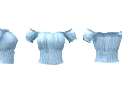 Off Shoulder Pheasant Top Low-poly 3D model