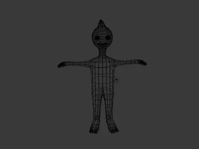 Blue Head Alien Low-poly 3D model