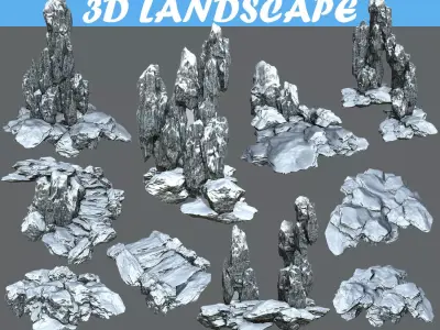 Low poly snow big rock formular Low-poly 3D model