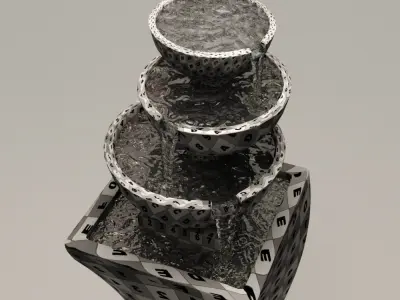 Fountain 2 water with different bowls 3D model