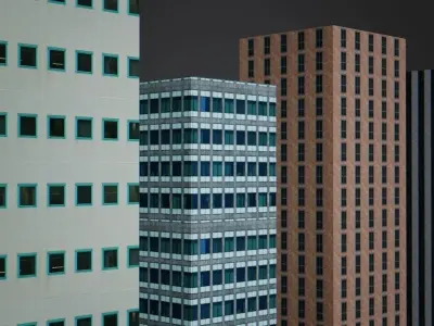 Ultra Low Poly 3D Buildings Low-poly 3D model