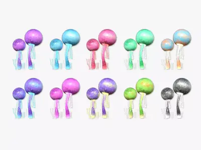 10 Fantasy Mushroom E Collection - Scene Backdrop Design 3D Model Pack