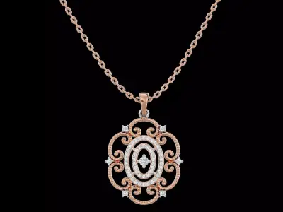 Light Minimalist Diamond Pendant Necklace 3D print model