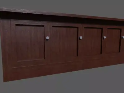 Table wooden cabinet with doors and drawers Low-poly 3D model