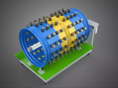 STEEL DRUM 55 GALLON POT GARDEN ROTARY HYDROPONIC PLANT FARM IOT 3D model