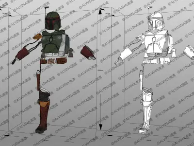Star Wars Boba Fett Armor - DIY Cosplay Pepakura Foam Template Low-poly 3D model