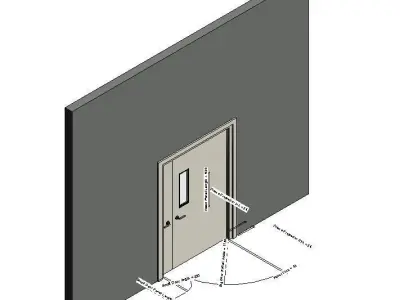 1 AND A HALF LEAF FLUSH  DOOR WITH VIEWING PANEL 3D model