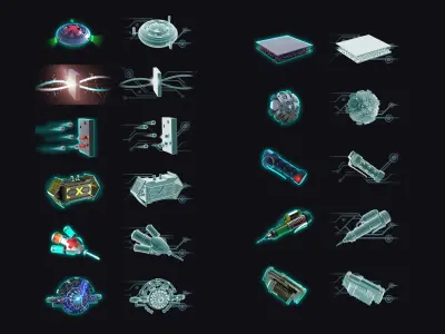 Resource Icon 2D PNG Image Sci-fi Futuristic Energy Power Gold 3D model