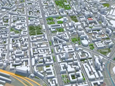 Novosibirsk City Russia Low-poly 3D model