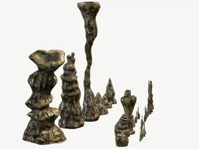 Stalagmites Set Low-poly 3D model