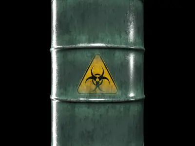 Damage Green Barrel Low-poly 3D model
