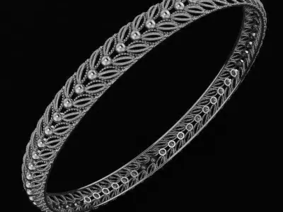 1358 Beaded Edge Scroll Bangle 61MM-9gm 3D print model
