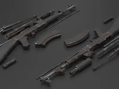  AK 47 Disassembled Rusty 