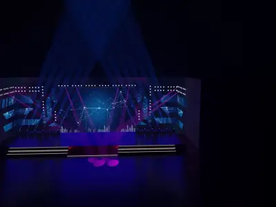 Stage model 3D with lights 3D model