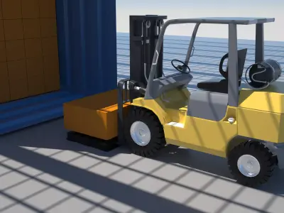 Yellow mobile forklift 3D factory 3D model