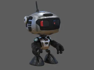 Cute Robot Low-poly 3D model 4