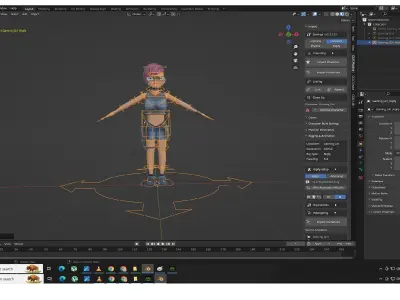 Gaming Girl Low-poly 3D model