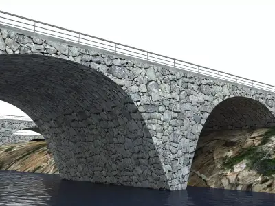 Rock Stone Bridge - Modular Buildable Kit Low-poly 3D model