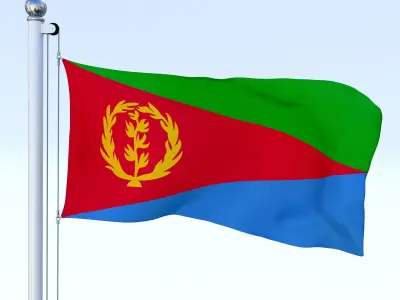 Animated Eritrea Flag Low-poly 3D model