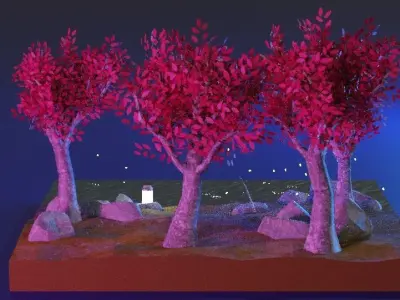 Isometric 3D Forest Model With Textures Low-poly 3D model