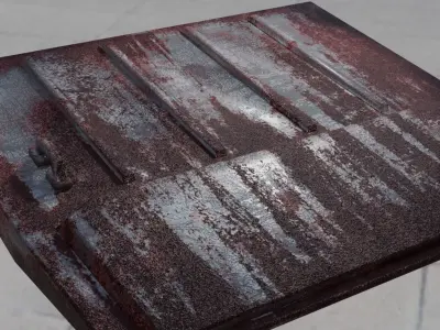 Heavily-rusted Metal Square door Low-poly 3D model