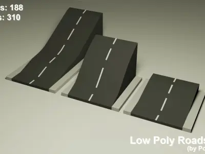 Roads Low-Poly pack Low-poly 3D model