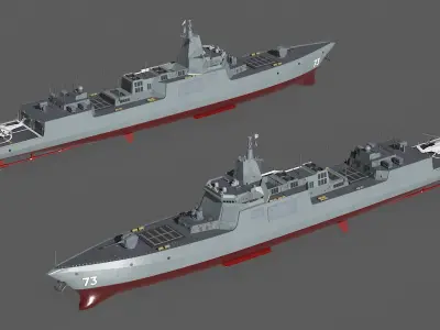  Naval Destroyer with Transport Helicopter 