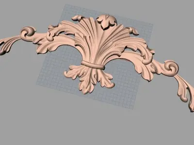 Bed door flower 3D relief STL model for CNC engraving E512 3D model