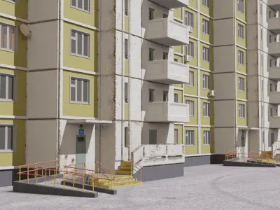 Plattenbau Panel appartment building 3D model
