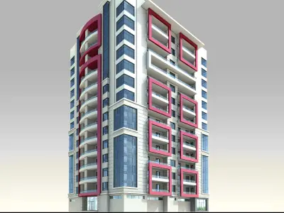 Apartment Architectural 3d Model with Render Scene Low-poly 3D model