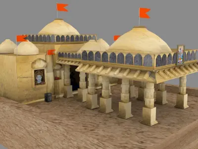 Temple 3d model lowpoly  fbx obj mb ma game ready texture Low-poly 3D model