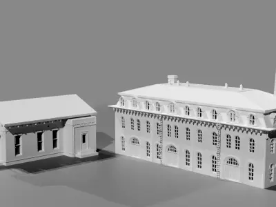 19th-Century Industrial Factory Brick Shed Bundle 3D print model