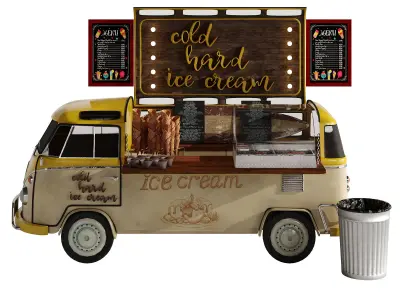 FoodTruck yellow cold ice cream 3D model
