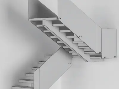 L-Type Stair Case Free 3D model