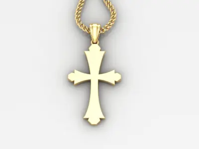 Light Gold 18K Cross Pendant 1CP042 3D print model buy