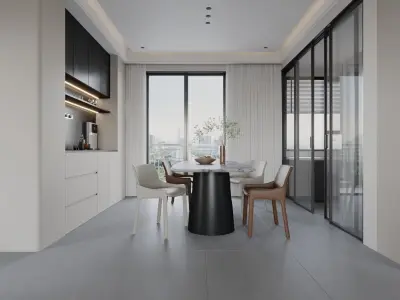 living and dining room interior scenes  3D model