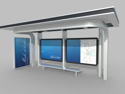 Bus Shelter 01 Low-poly 3D model