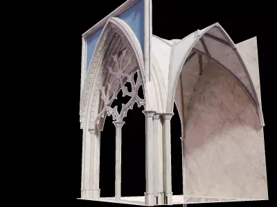 Gothic Nave Stained Glass Middle - ONLY Low-poly 3D model