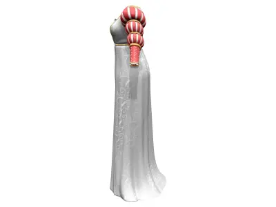 Long Princess Dress Gown With Mamaluke Virago Sleeves Low-poly 3D model