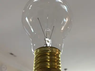 Light bulb with broken wolfram 3D model